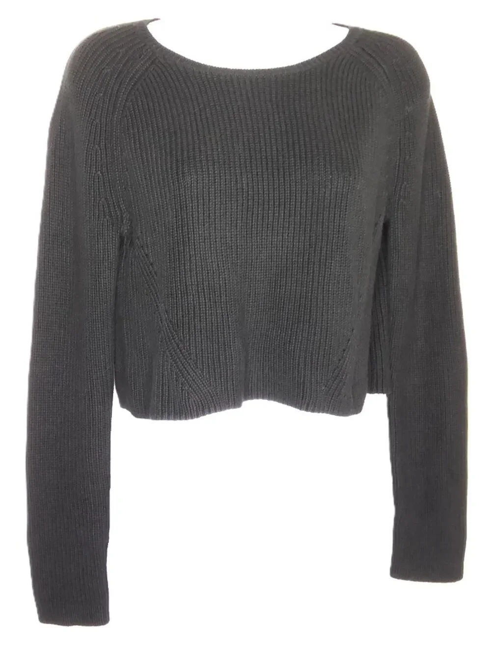 White House Black Market Cropped Sweater Y2K Black Pullover Stretch Knit Sz S
